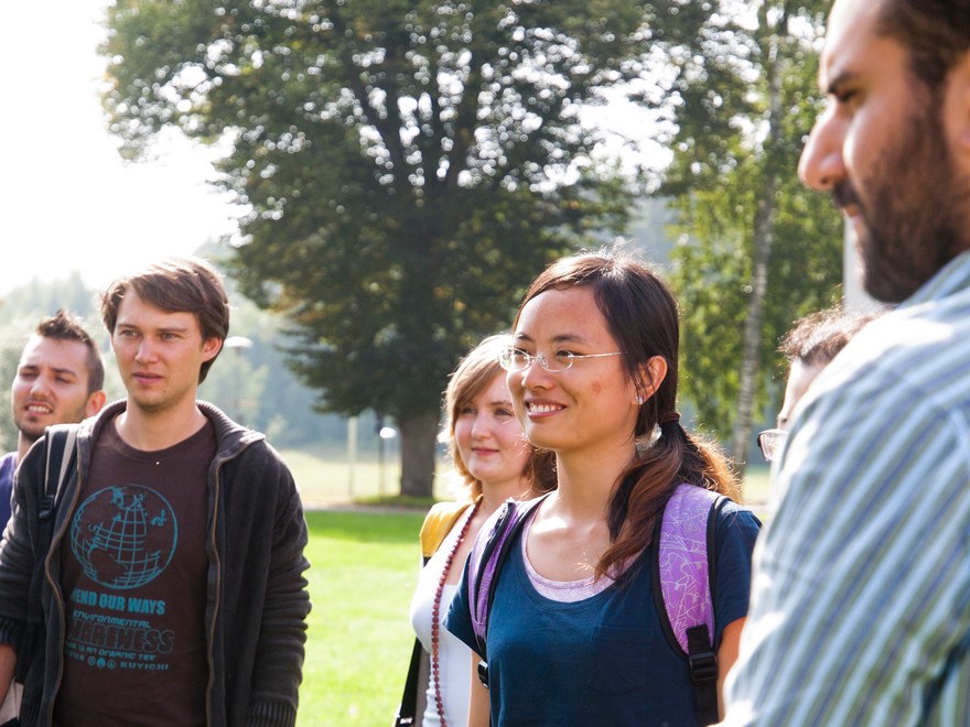 students outside
